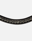 Detailfoto Trense Comfort Lyon in Schwarz mit Chrombeschlägen: geschwungenes Stirnband mit grauen Swarovski® Kristallen