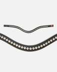 Detailfoto Trense Kieffer Ultrasoft® Celia in Schwarz mit Chrombeschlägen: geschwungenes Stirnband mit weißen Kristallen