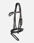 Trense Kieffer Ultrasoft® Haflinger in Schwarz mit Chrombeschlägen und Kristall-Stirnband