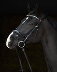 Trense Kieffer Ultrasoft® Amy Shine mit Lack in Schwarz mit Chrombeschlägen am Pferd