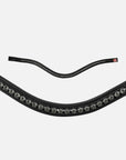 Detailfoto Trense Comfort Young Profi in Schwarz mit Chrombeschlägen: geschwungenes Stirnband mit grauen Swarovski® Kristallen