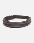 Vorderansicht Hundehalsband Kieffer Ultrasoft® Fashion in Braun in schlichter, bombierter Ausführung