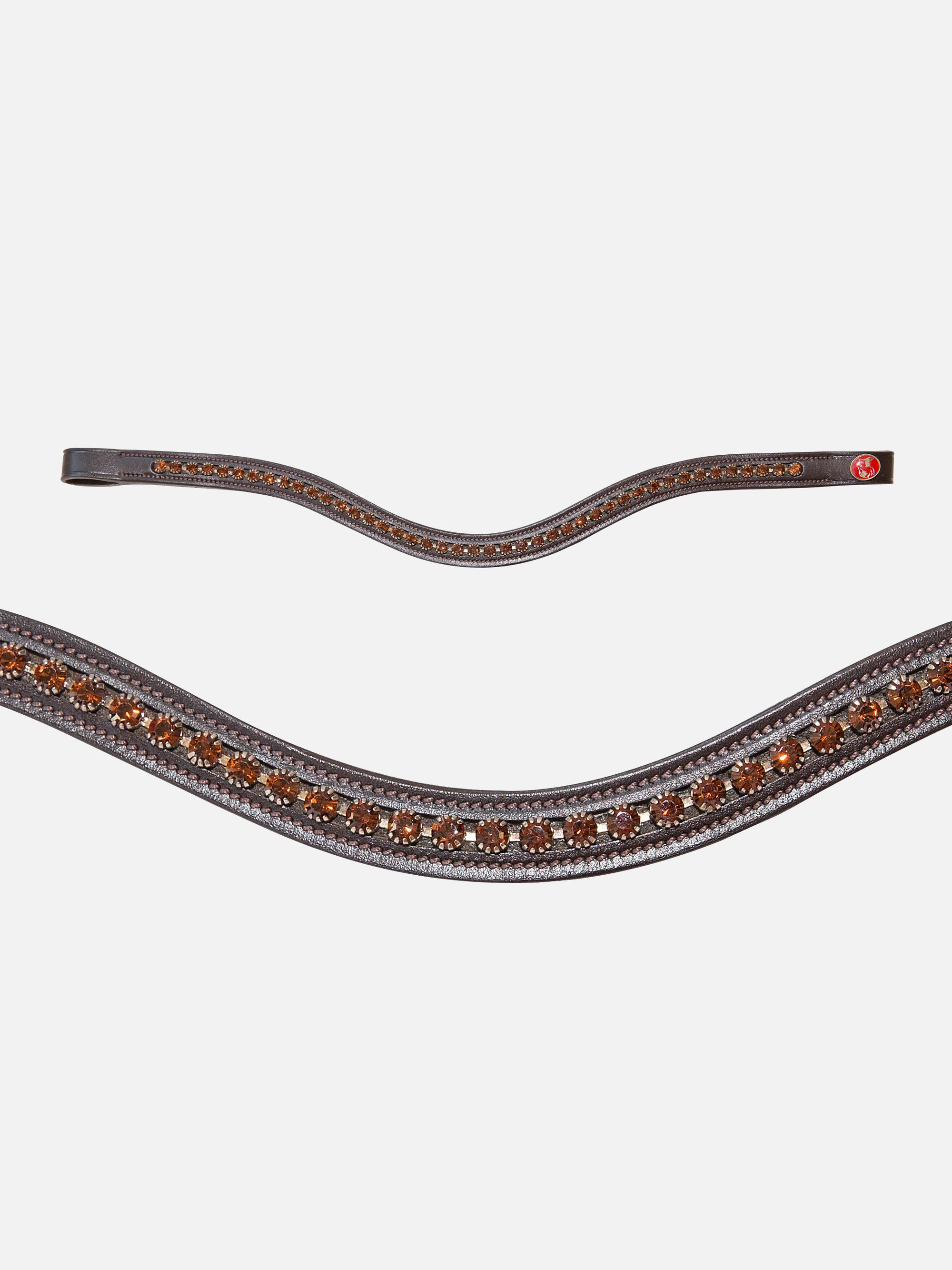 Geschwungenes Stirnband Kieffer Ultrasoft® Celia in Braun mit braunen Kristallen