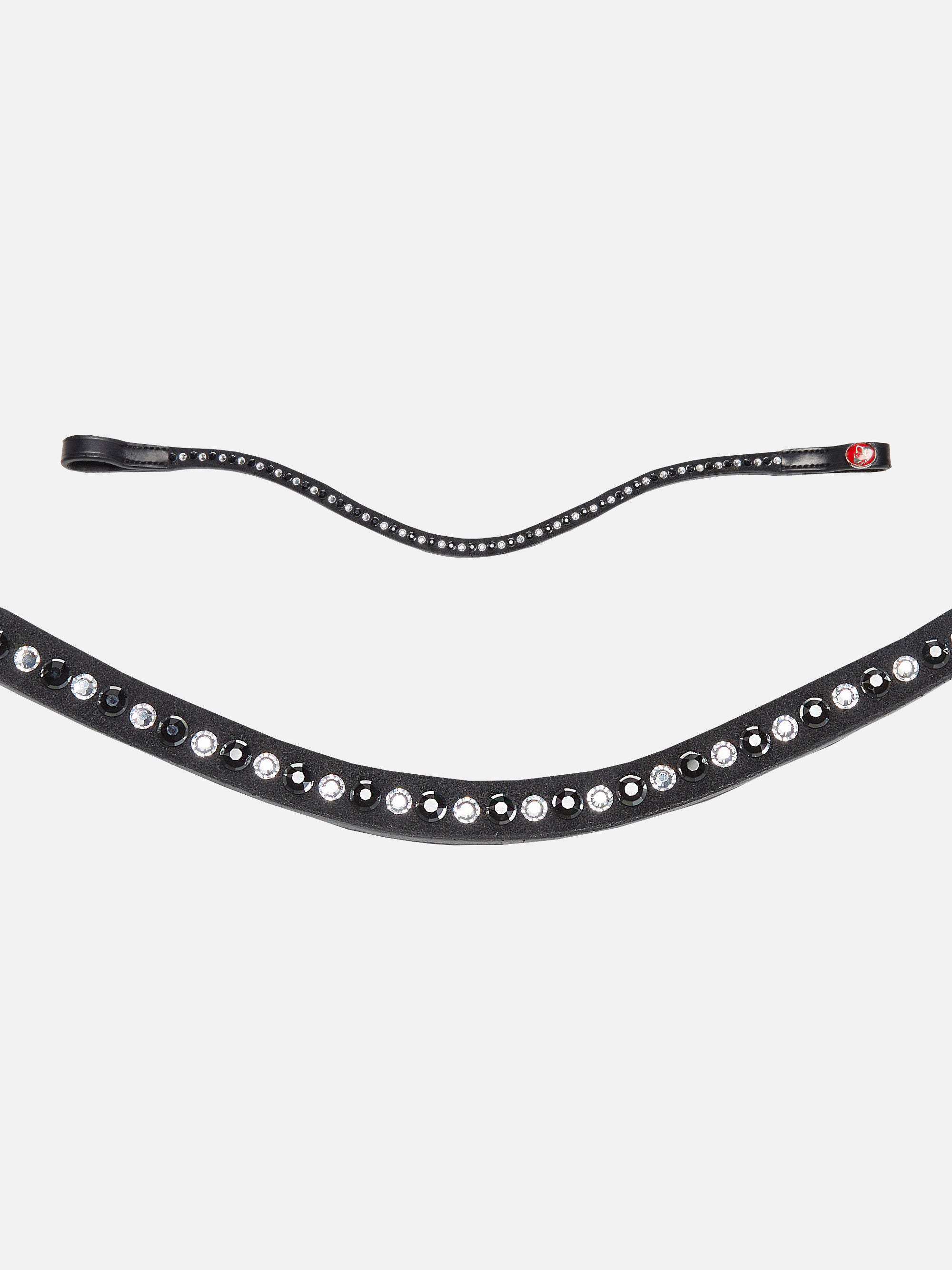 Geschwungenes Stirnband Sylvie II in Schwarz mit schwarzen &amp; weißen Swarovski® Kristallen