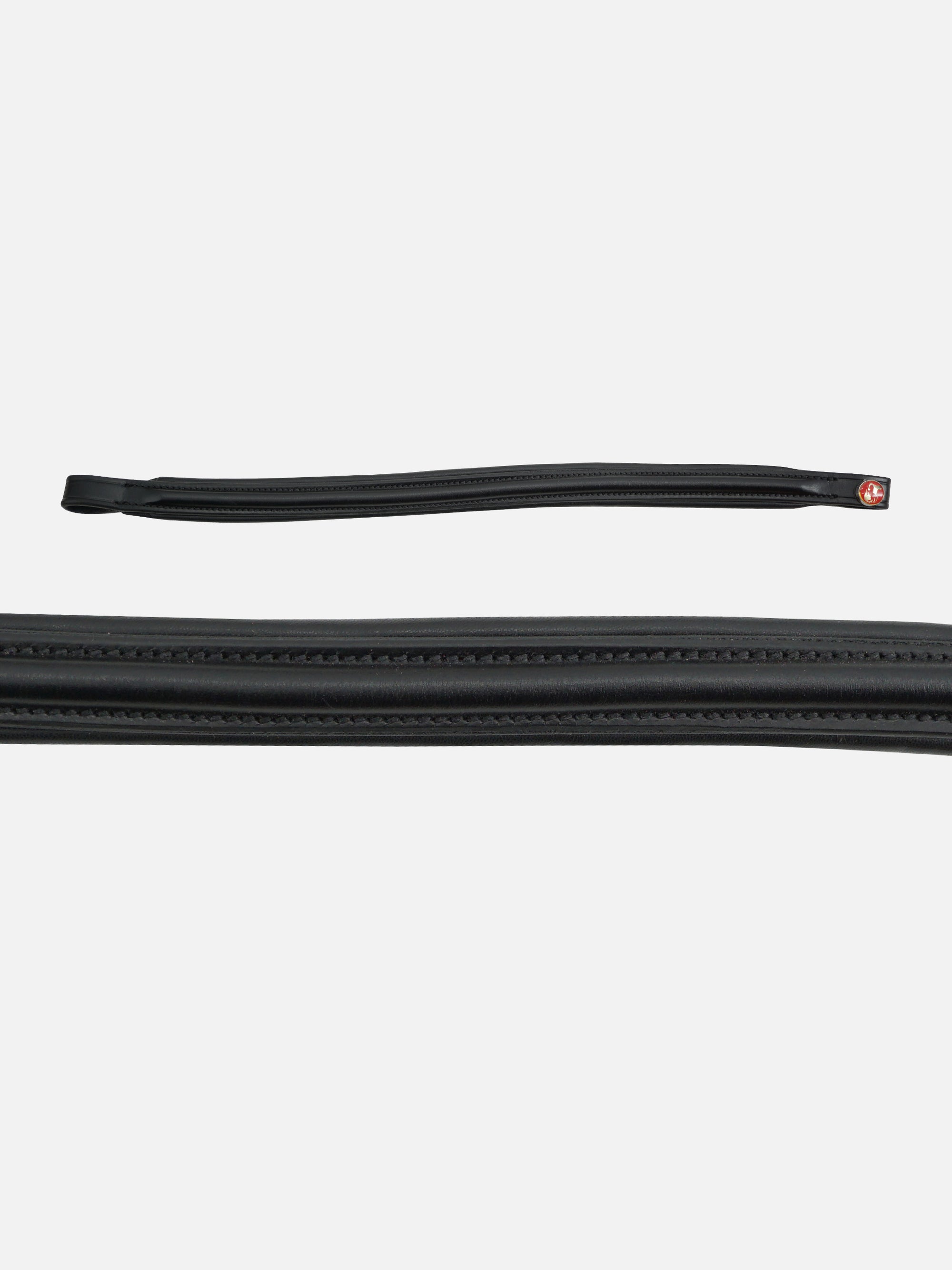 Detailfoto Trense Ergonomic Line III in Schwarz mit Chrombeschlägen: bombiertes Stirnband