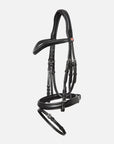 Trense Kieffer Ultrasoft® Haflinger in Schwarz mit Chrombeschlägen und bombiertem Stirnband