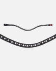 Detailfoto Trense Ilona in Schwarz mit Chrombeschlägen: geschwungenes Stirnband mit schwarzen und weißen Swarovski® Kristallen