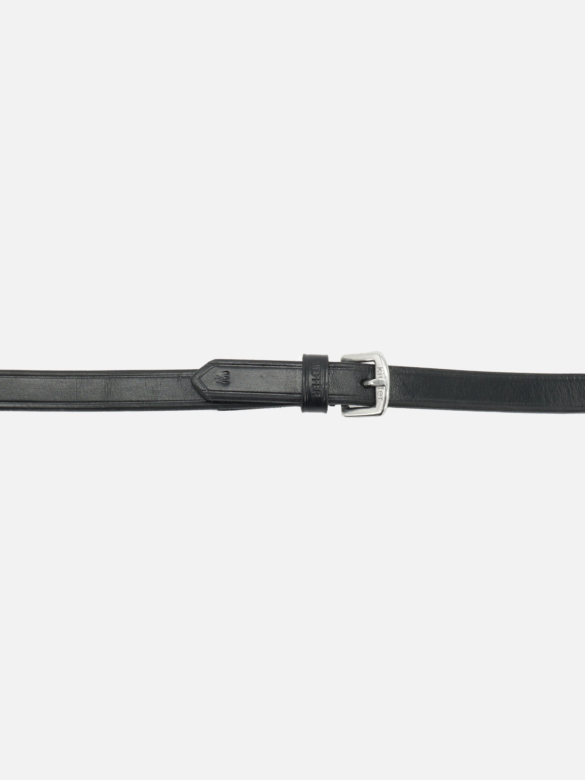 Detailfoto Lederzügel, 16 mm mit Stegen, in Schwarz mit Chrombeschlägen