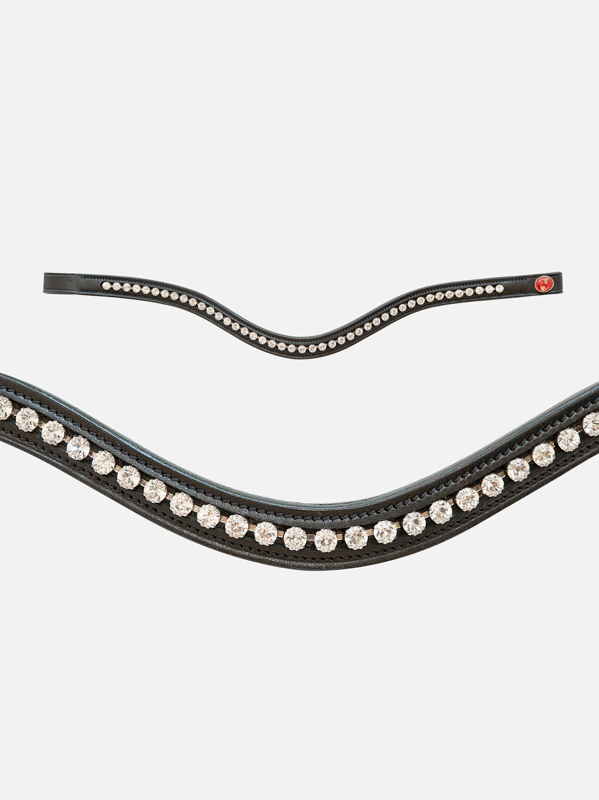 Detailfoto vom Stirnband der Kandare Kieffer Ultrasoft® Amy mit weißen Kristallen