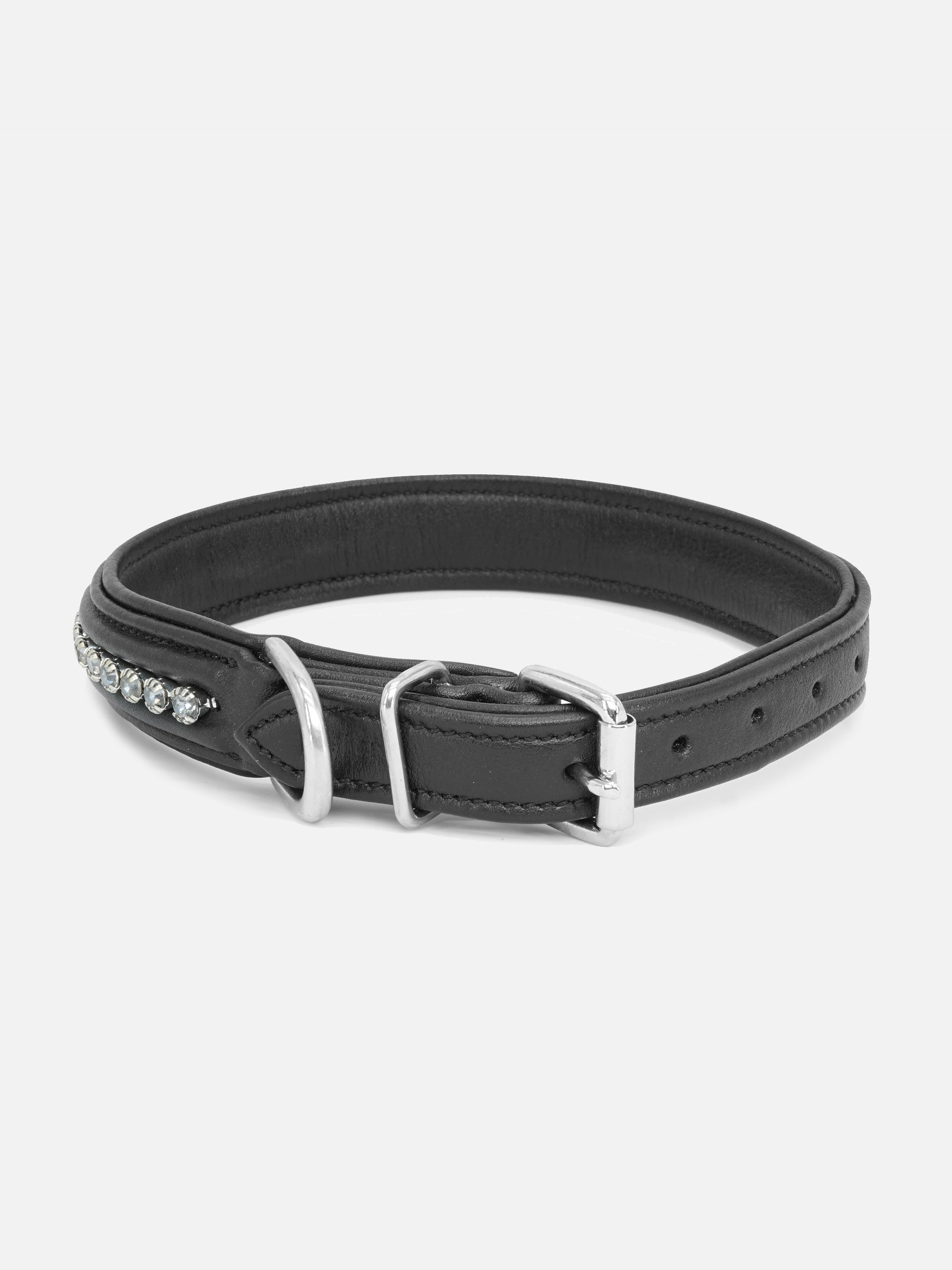 Rückansicht Hundehalsband Kieffer Ultrasoft® Fashion in Schwarz mit grauen Kristallen