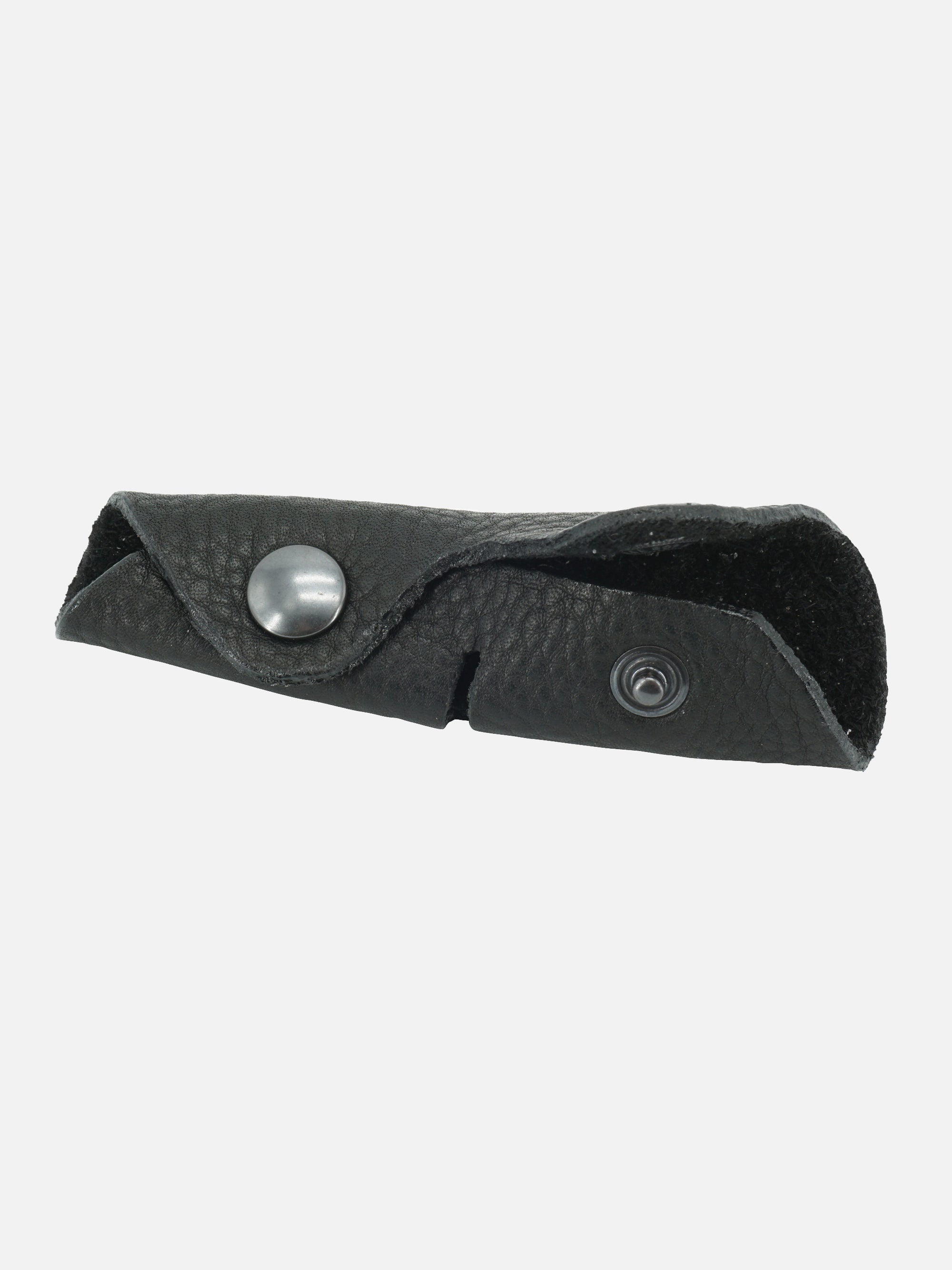 Kinnkettenunterlage aus Leder mit Druckknöpfen in Schwarz