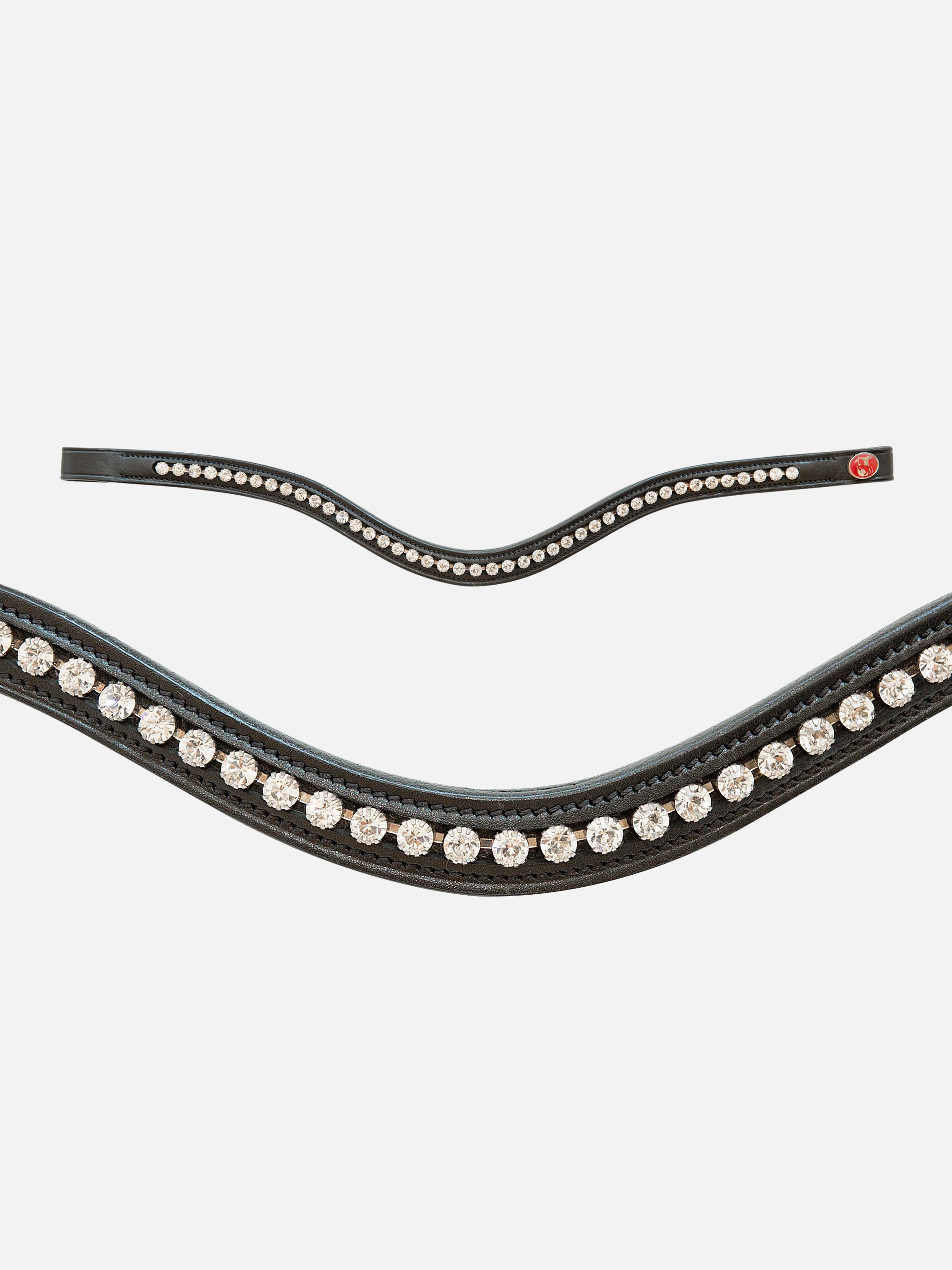 Geschwungenes Stirnband Kieffer Ultrasoft® Celia in Schwarz mit weißen Kristallen